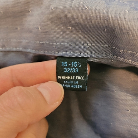 Van Heusen Studio Mens Blue Wrinkle Free Slim Fit Button Up Dress Shirt - Picture 6 of 6